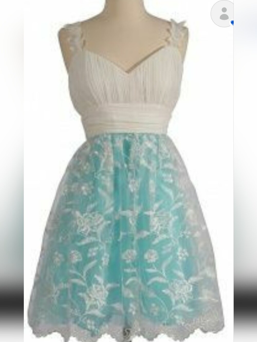 Minuet White & Aqua Floral Lace Party Dress NWT boutique Fairytale Coquette Boho